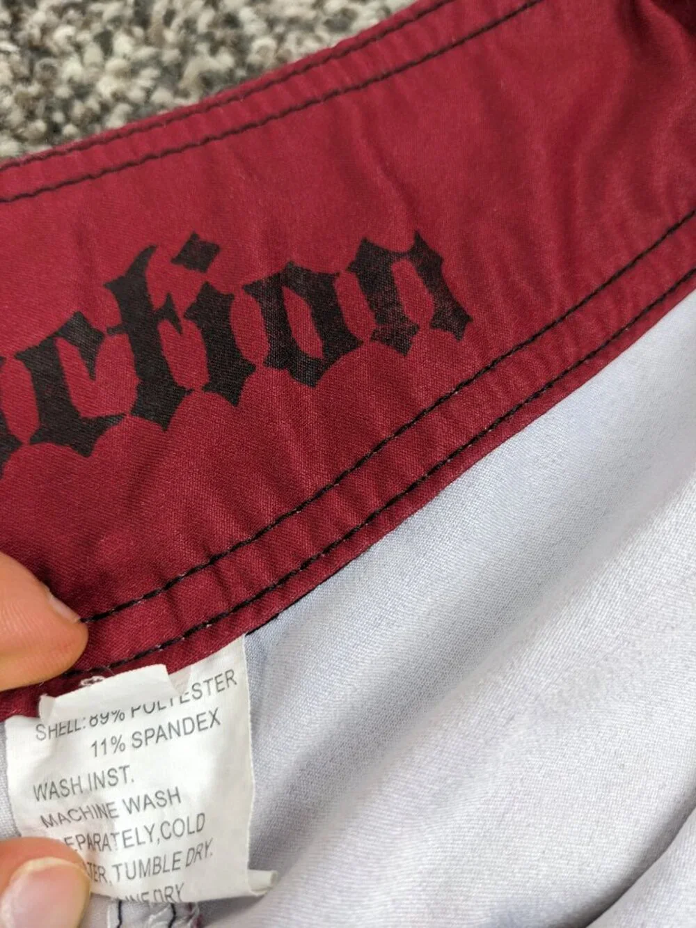 Affliction Board Shorts Skeleton Cross Skull Swim Trunks Red 32